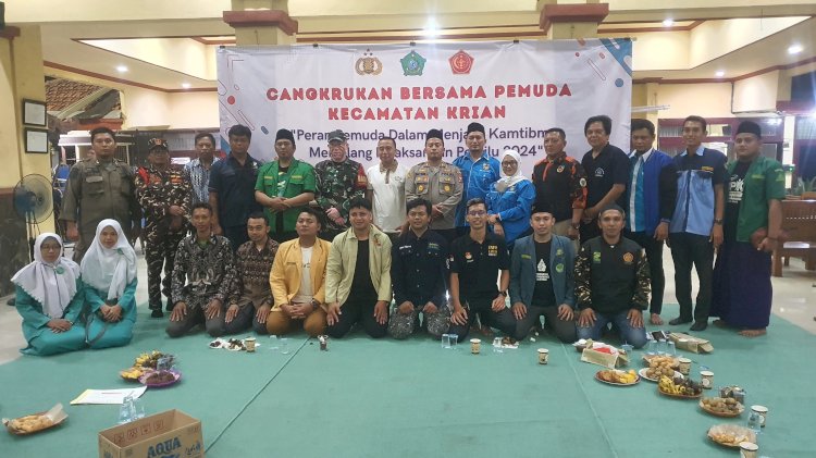 Cangkrukan Kamtibmas Tiga Pilar bersama Pemuda Kecamatan Krian